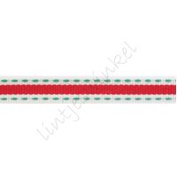 Ripsband Sattelstich 10mm - Weiß Grün Rot