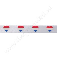 Satinband Hollandia 10mm - Herz Flagge Holland Weiß