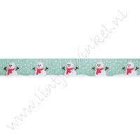 Ripsband Weihnachten 10mm - Schneemann Schnee Pastellgrün