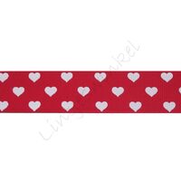 Ripsband Herzen 25mm - Mini Rot Weiß