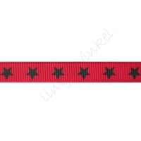 Ripsband Sterne 10mm - Rot Schwarz
