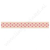 Ripsband Punkte 10mm - Creme Pink